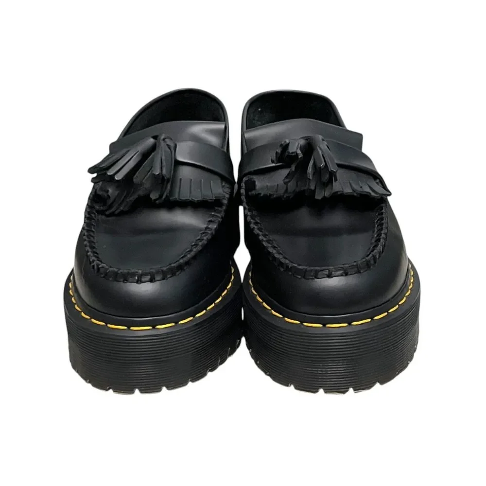 Dr. Martens Adrian Quad Platform Tassel Loafers Black Leather Women's US 8 EU 39